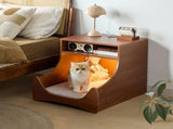 Bedside Table with Wireless Charging Station,LED Nightstand with Open Storage Drawers for Small Cats V1337-3C-0JGU-M4AZ