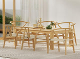 1 Set of 6 Artiss Dining Chairs Wooden Rattan Seat Wishbone Back MO-DIN-B-01-RAT-WDX6