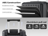 Wanderlite 20" Trunk Luggage Suitcase Travel Carry On TSA Lock Black LUG-ABS-TRUK01-20-BK