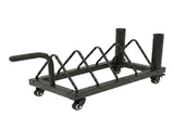 Centra Horizontal Bumper Plate Rack with Wheels Barbell Weight Storage Holder SP1093-BK-AU