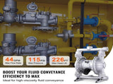 Air Operated Double Diaphragm Pump, 44GPM, Max 115PSI Air Waste Oil Pneumatic Transfer Pump with 2 V952-QDSQGMBLHJ15NT76JV0