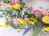 26 Inch Spring Summer Colorful Flower Wreath Front Door, Forsythia Lavender Wild Flowers Wreath V1258-DP02-C-2645