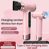 Wireless Ionic Hair Dryer Portable, Rechargeable, Hot & Cold Air, Fast Drying Perfect for Home, V1385-WXCFJ-ZM-002