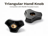 Triangular Knob Nut with Brass Threaded Insert, Ergonomic Hand-Tighten Design for Food Industry, V1341-ZY-L4JPAUDH-M6