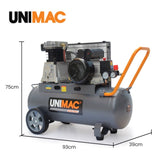 UNIMAC 50L 2.2kW Commercial Air Compressor, 280L/min 116PSI, Brushless Motor, Certified Tank, Long V219-TOLACMUM05BA