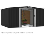 PLANTCRAFT Galvanised Steel Garden Shed 2.58 x 2.07 x 2.02m, with 2 Sliding Doors, 4 Air Vents, V219-GSDSTLPC53GA