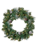 Christabelle 61cm Christmas Wreath Bayville Pine with LED Lights Front Door Decoration Ornament 112_NATBV61