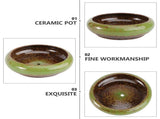 HOOWIFFY Green Ceramic Flower Pot, Hydroponic Planter for Indoor and Outdoor Garden Decor V1189-WXFWAL-20260326-02707