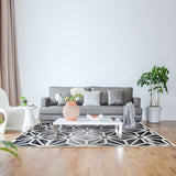 200x300cm Large Floor Black & White Geometric Rug Modern Area Carpet for Bedroom & Lounge V63-838371