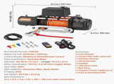 Electric Winch, 5400 kg Load Capacity, 12V DC Truck Winch with 9.1 mm x 23 m Synthetic Rope, V952-HCSDDJP120000Z8JO001V9