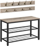 Industrial Design Entryway Shoe Rack with Coat Hooks Organizer V178-83133