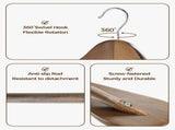 Premium Wooden Hangers 6-Pack Wide Shoulder Non-Slip Design for Coats, Jackets & Suits 360&deg V1258-DP02-WO-112