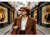 Solid Black SuedeTextured Cavalry Hat, Adjustable 5658cm, Christmas & Halloween Cool Party V1221-XM-LB5147-ZS155