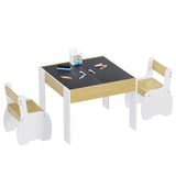 3-Piece Kids Table and Chairs Set in White with Storage, 60x60x48cm V178-59315