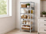 Levede Shelving Unit Adjustable Rack 6 Tier 161cm Carbon Steel Laundry Silver EA0313-SL-AU