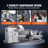 VEVOR Metal Lathe Machine, 210 mm x 736 mm, Precision Benchtop Power Metal Lathe, 0-2500 RPM V952-TSJSCCWSDJ210EZH9V3