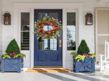 Artificial Spring Wreath 22 Inch Summer Wreaths for Front Door with Green Eucalyptus Leaves Pink V1258-DP02-C-1363