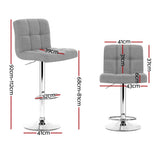 Artiss 4x Bar Stools Fabric Gas Lift Grey BA-TW-NEW1055-GYX4