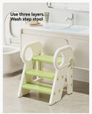 Whiteren's washing stairs, kids bathroom steps, toddler step stool, bathroom stool for kids, V1106-843-WHI-70702
