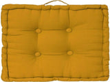 Ochre Yellow Tufted Cotton Floor Cushion with Handle, Extra Thick, 38.5 x 38.5 x 8 cm V1188-MS-731-118