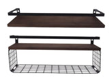 2 Set Wall Mounted Storage Shelves Bathroom Metal Wire Rustic Floating Shelf for Kitchen Office V1294-YM0703-3117230092811