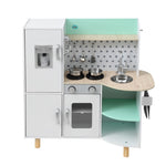 Keezi Kids Wooden Pretend Kitchen Play Sets Cooking Toys Oven Fridge 85CM Green PLAY-WOOD-FRIDGE-GN