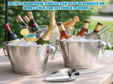 metal champagne, beverage, wine, party, cold keeping, 2 piece V1106-122-SIL-66106