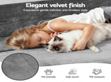 Artiss 3-in-1 Convertible Sofa Bed with Folding Mattress Velvet Foam Chair 300KG SB-B-DBED-FOLD-GY