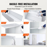 VEVOR Metal Storage Cabinet w/ 3 Keys Adjustable Shelves & Magnetic Door White V952-DXCWJCQBY51808OP2V0