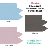 Plain Dyed Polyester Cotton Combo Set Blue Double V442-HIN-FITTEDSS-PLAINDYEPOLYCOTTON-BLUE-DS