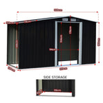 Wallaroo Garden Shed with Semi-Close Storage 4*8FT - Black GSS-BSW-48S-BK