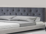 Linen Fabric Queen Bed Deluxe Headboard Bedhead - Grey V63-821513