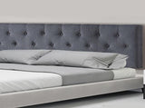 Linen Fabric Queen Bed Deluxe Headboard Bedhead - Grey V63-821513