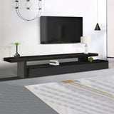TV Cabinet with 3 Storage Drawers Extendable With Glossy MDF Entertainment Unit in Black Color V43-TVC-MRLNBL