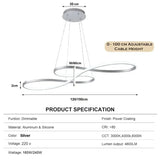 BAMDECOR A022 Modern Designer Infinity LED Chandelier Island Ceiling Pendant Light V255-BAM-A022-120-SILVER