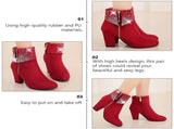 Women's Red Ankle Boots with Side Zipper, Stylish Autumn Winter Formal Footwear, 1 Pair Comfortable V1366-AZ2-W-19167