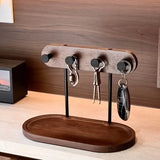 Natural Wood Mushroom Peg Entryway Organizer Wide Tray with Rust-Proof Hooks, Keys & Small Items V1232-ZMYSJ-001
