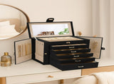 CARLA HOME 6-Layer Large Jewelry Box for Women withDrawers, Mirror, Lock, Necklace Hooks & Side V178-36225
