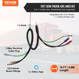 15FT Semi Truck Air Lines Kit, 3-in-1 Air Hoses & ABS Power Line for Semi Truck Trailer Tractor, V952-BKCKQRGTJSHY9EVQXV9