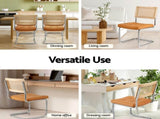 Artiss Dining Chairs Set of 2 PU Leather Rattan Cantilever Brown UPHO-C-DIN-2504-BRX2