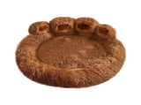 Cute Round Calming Dog Bed of Paw Shape, Pet Plush Dog Bed for Medium Small Breed Dog, Soft, Comfy V1366-AZ2-W-27330