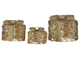 Christabelle Set of 3 Golden Christmas Gift Boxes LED Lights Indoor Holiday Decoration Ornament 112_MHA612
