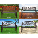 Gardeon Outdoor Garden Bench Seat Steel Outdoor Furniture 3 Seater Park Bronze GB-STEEL-XG201-BZ