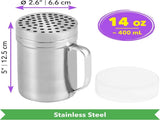 2 Stainless Steel Salt & Pepper Dredge 14 ounce Metal Parmesan Cheese Shaker (Large V1259-DP01-F-548