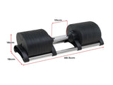 Powertrain Eon Dial Up 72KG Adjustable Dumbbells Pair with Stand - Black DMB-B10-036-2-STD