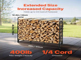 Firewood Rack with Waterproof Cover, 1.22m Outdoor Firewood 1/4 Cord Storage Metal Log V952-HWDCJ4FT20MMYL0PX001V0