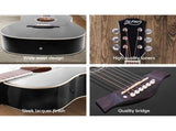 Alpha 41 Inch Acoustic Guitar Wooden Body Steel String Dreadnought Black GUITAR-D-41-BK
