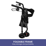 Orthonica Foldable Mobility Steel Rollator Walker 136kg Max Capacity Aid Seat FRW-MAS-029-BK