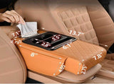 Car Armrest Cushion, 13.4" x 7.8" Car Armrest Storage with 2 Storage Bags, Cup Holder, Tissue V1366-AZ2-W-11466