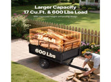 Garden Utility Trailer, 17 Cu. Ft & 272 kg Capacity, ATV UTV Hauling Trailer, Tow Behind Steel Dump V952-HYTCHSTPK17CFT3NV001V0
